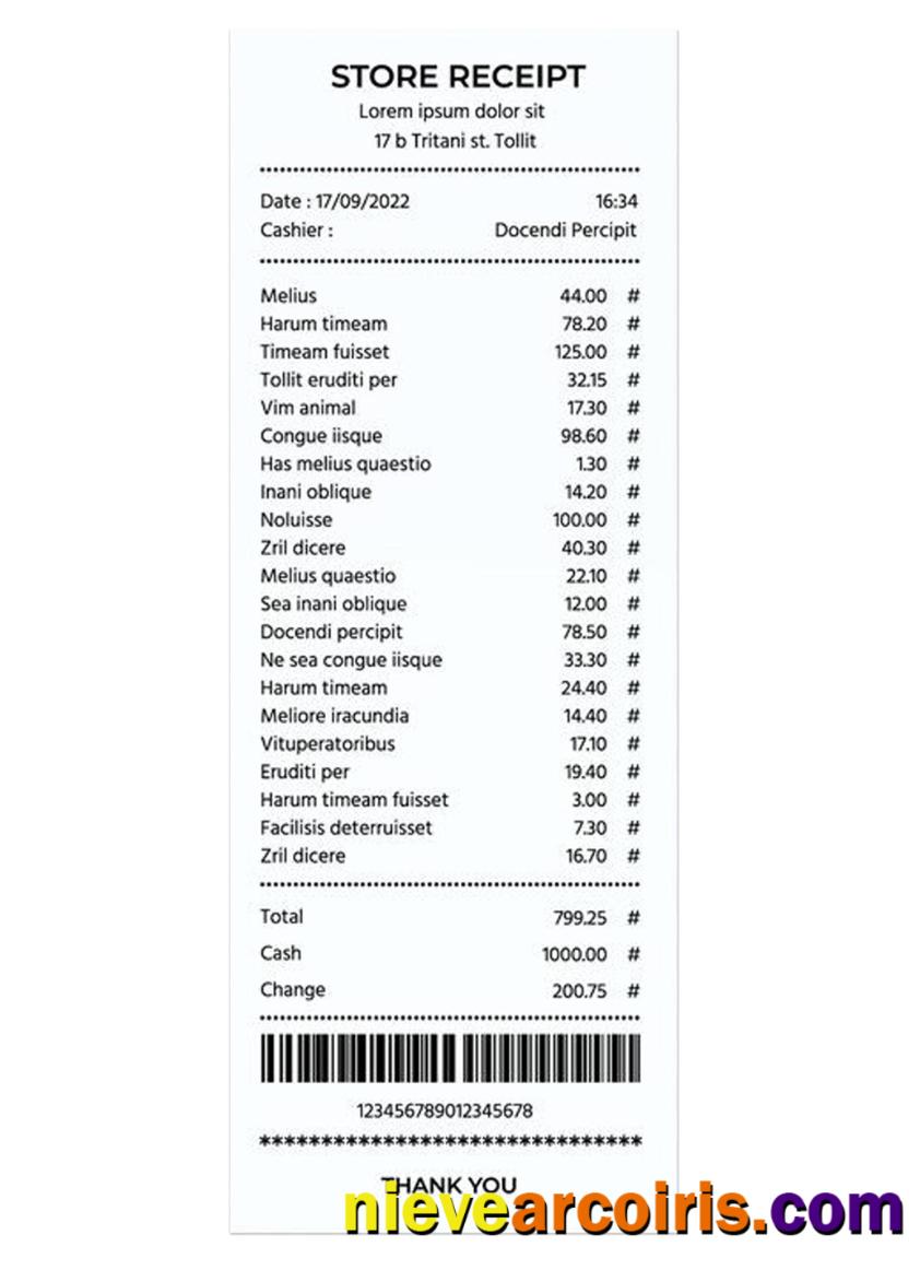 STORE receipt template